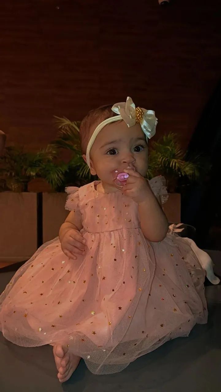 Vestido rosé de bebê 64314063709058120