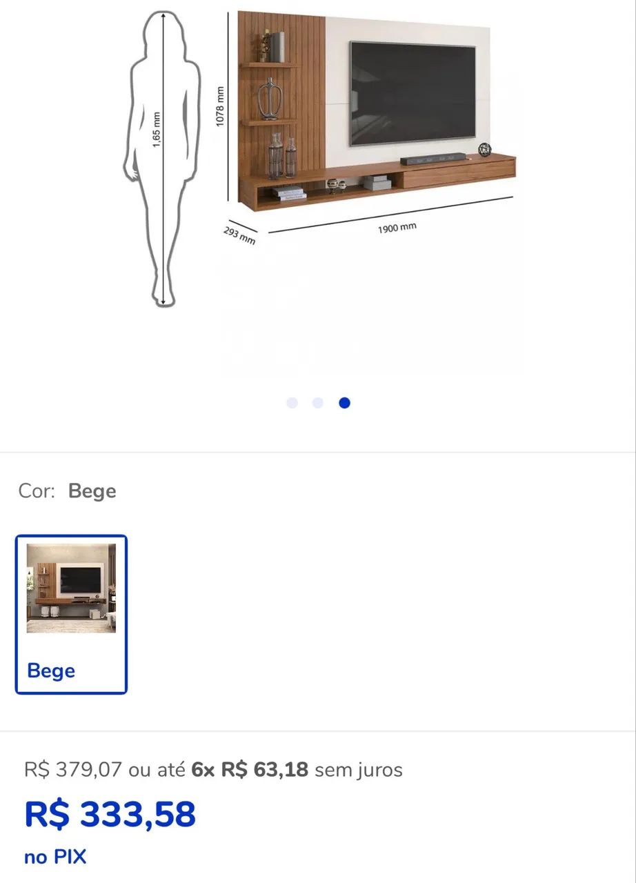 Painel Para TV até 60 Polegadas Ripado com Nichos  - Foto 3