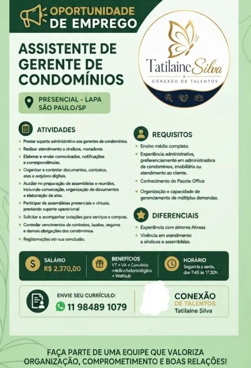 Assistente de Gerente de Condomínio 