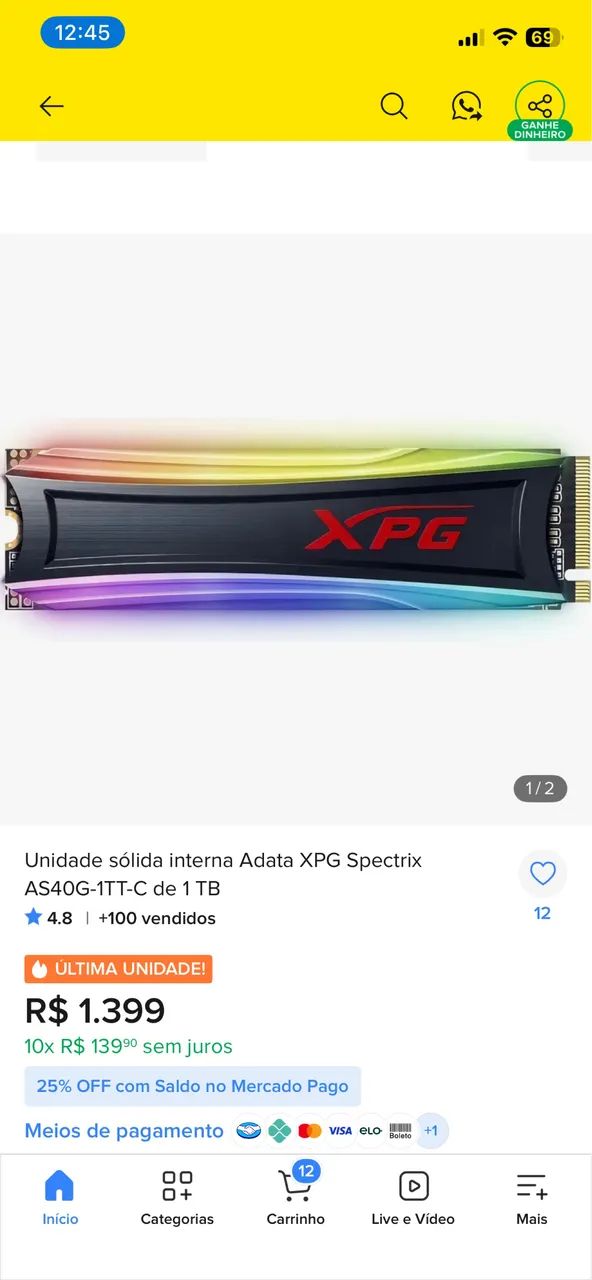 SSD m2 XPG RGB - Foto 2