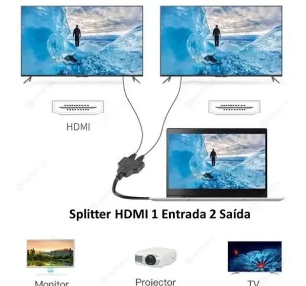 Cabo divisor Hdmi 1 Entrada para 2 saídas - 1x2 - Foto 2