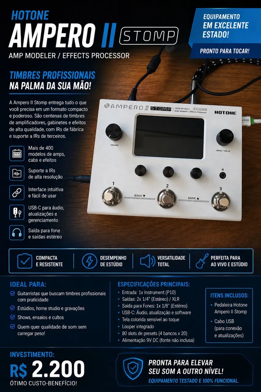 Pedaleira Hotone Ampero II Stomp