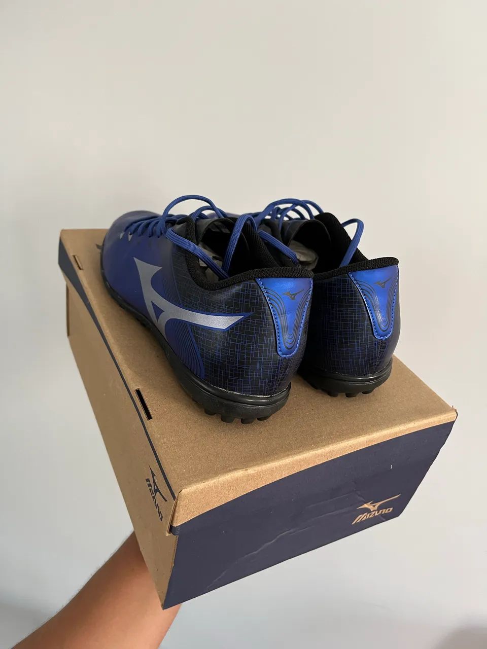 Chuteira Society Mizuno Genius N°42 Azul/Prata NOVA na Caixa