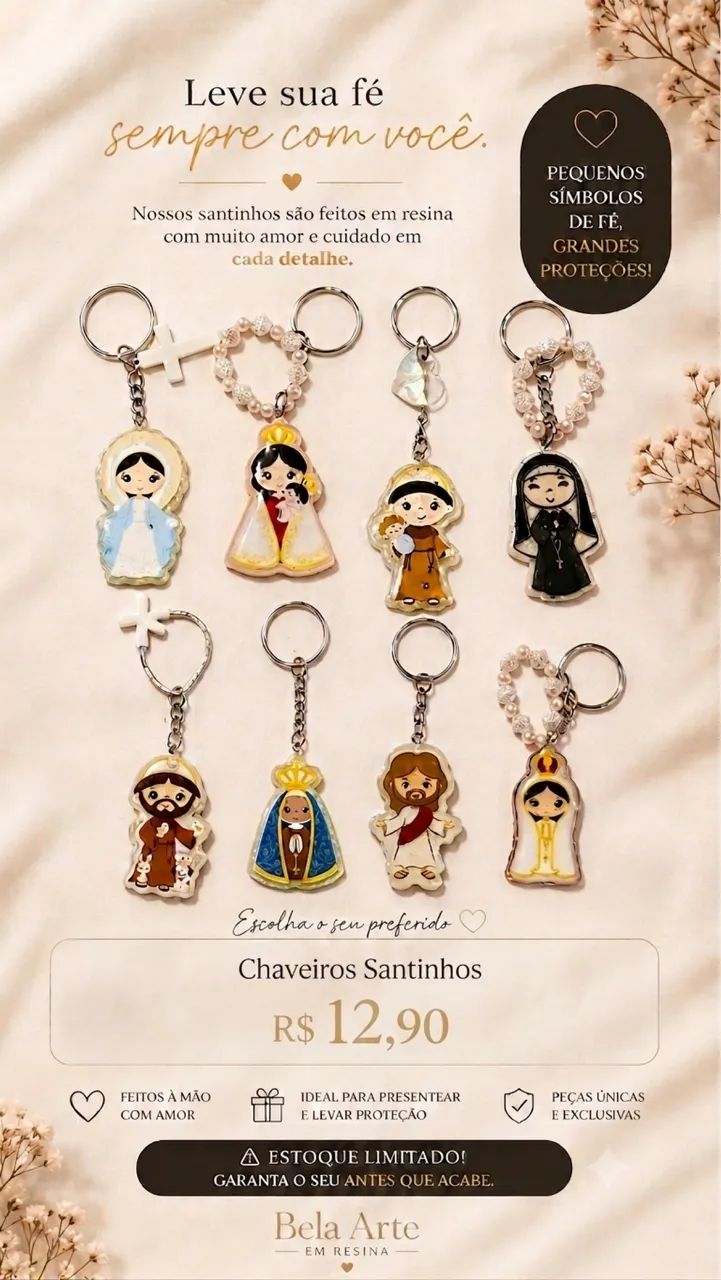 Chaveiro santinhos católicos 