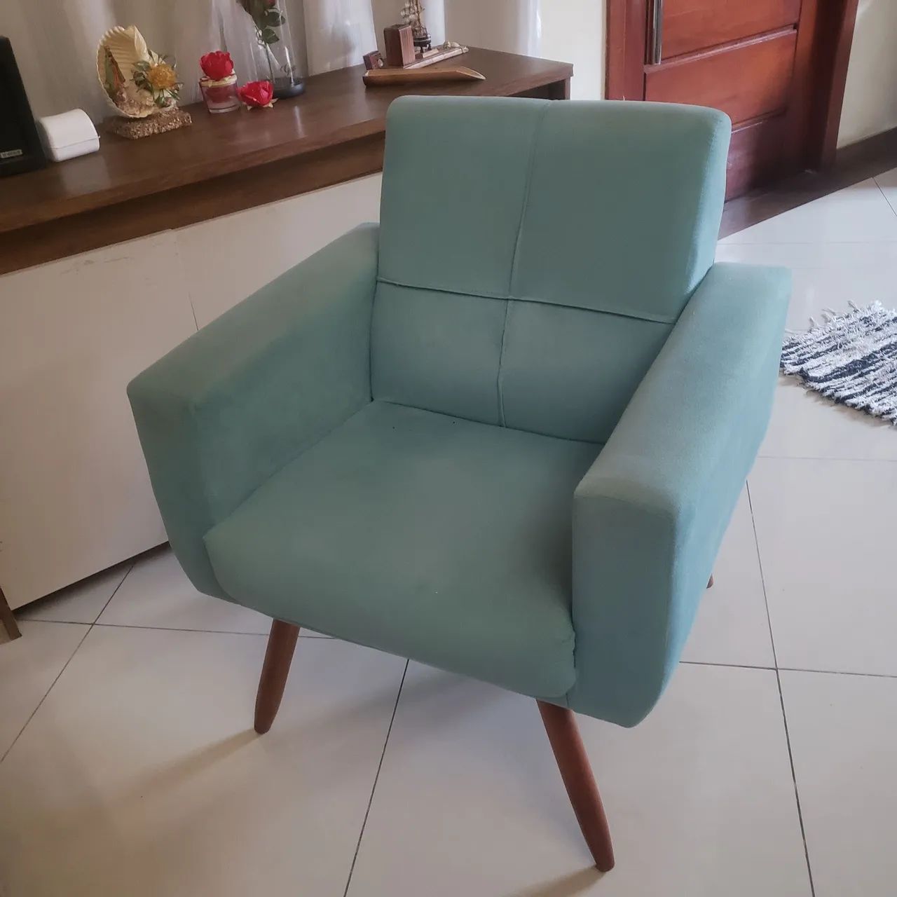 Poltrona Retro Azul Turquesa NOVA - Foto 3