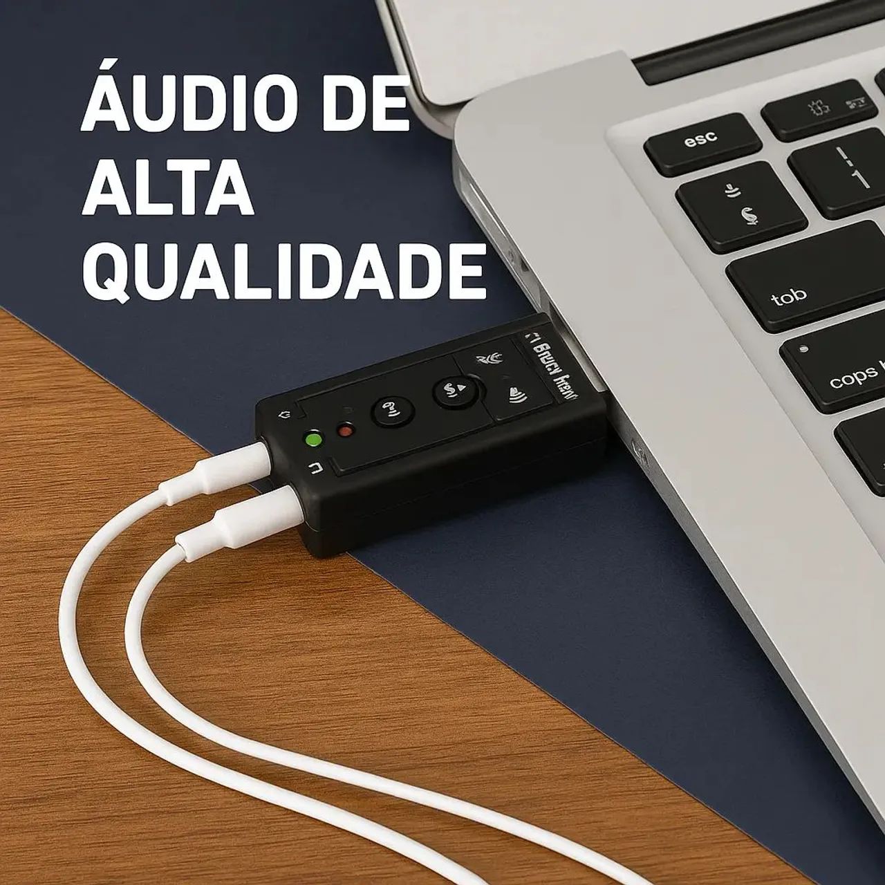 Placa usb de audio para Pc e celular - Audio e Microfone  (Loja Fisica) - Foto 4
