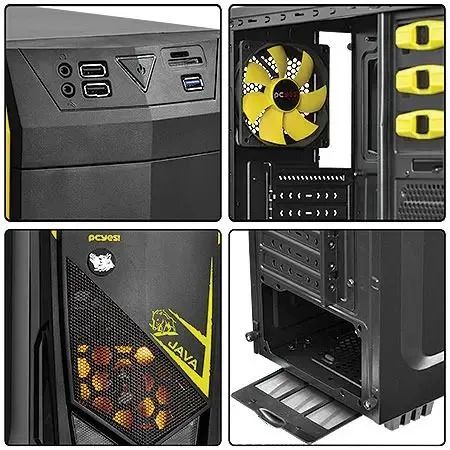 Gabinete Gamer Pcyes Mid Tower Java Amarelo - Foto 4