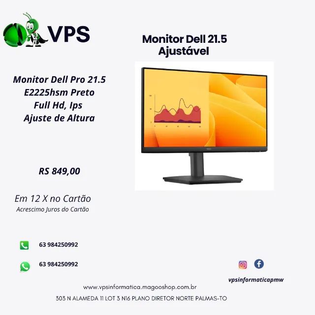 MONITOR DELL 21.5 COM AJUSTE DE ALTURA