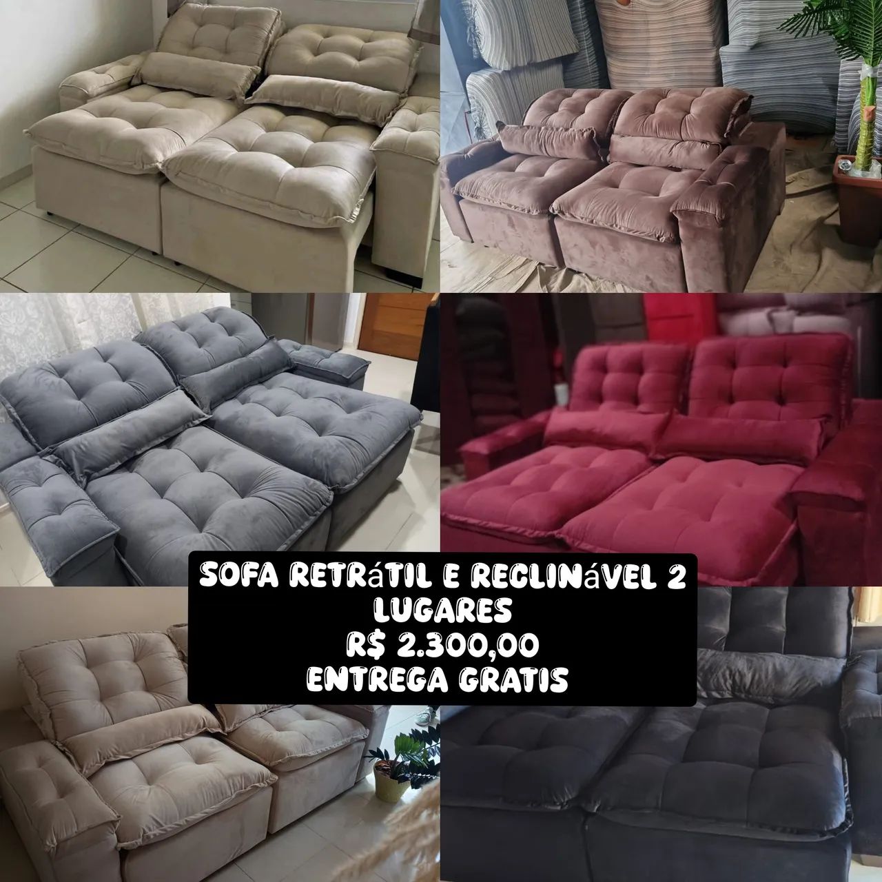 Sofá Premium retrátil e reclinável 2 lugares. Damos garantia 