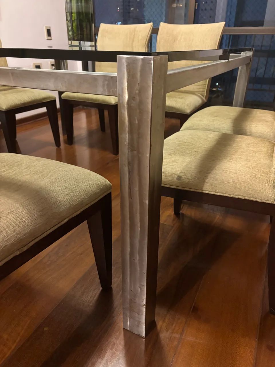 MESA 8 LUGARES ARTEFACTO VIDRO E AÇO  - Foto 3