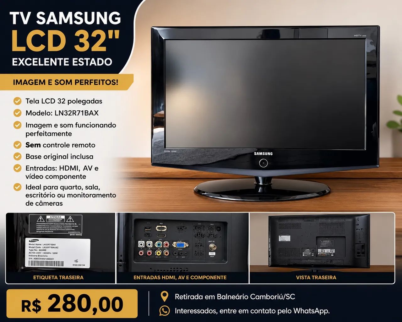 TV SAMSUNG LCD 32" EXCELENTE ESTADO IMAGEM E SOM PERFEITOS! Tela LCD 32 polegadas - Foto 3