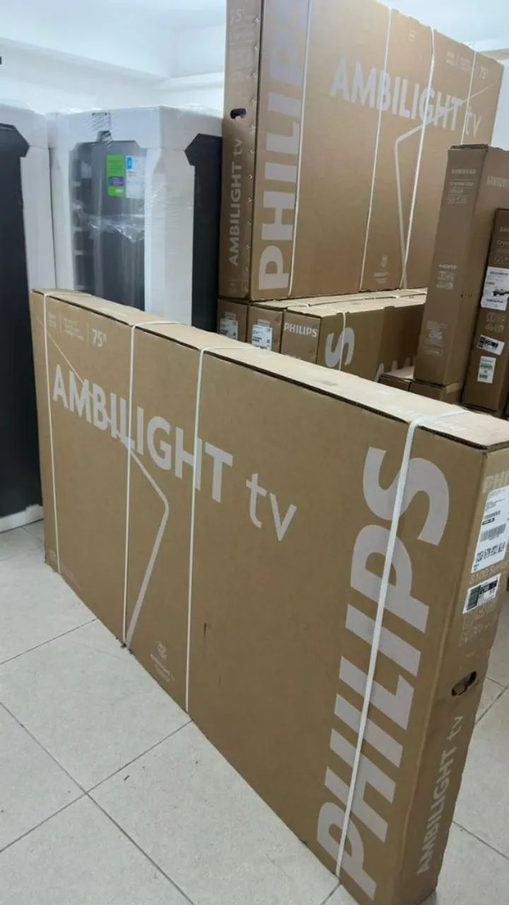 Smart TV PHILIPS Ambilight 75 polegadas 4K, 75PUG8100/78, Comando de Voz nova<br>