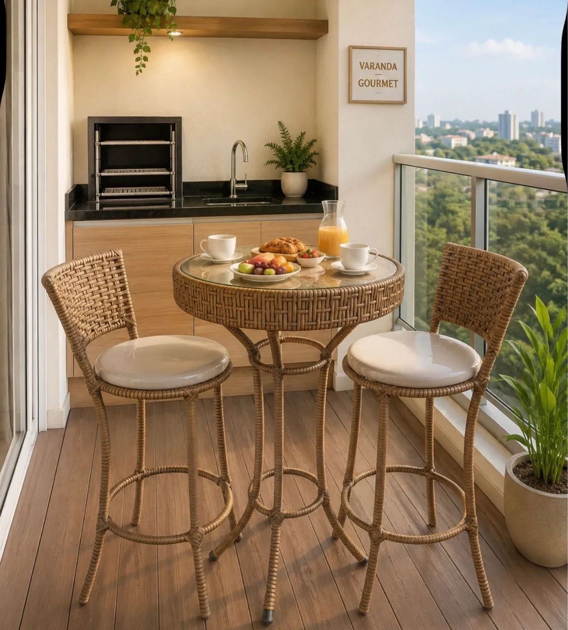 Mesa bistrô com 2 banquetas 