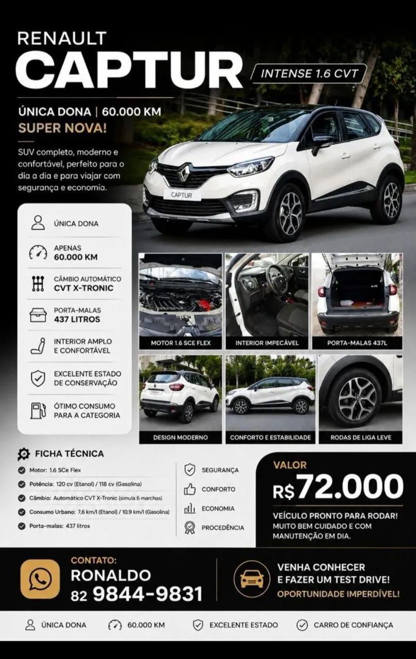 Renault Captur CAPTUR Intense 1.6 16V Flex 5p Aut. 2019