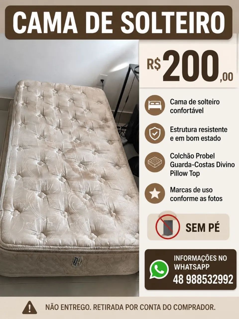Cama solteiro R$200