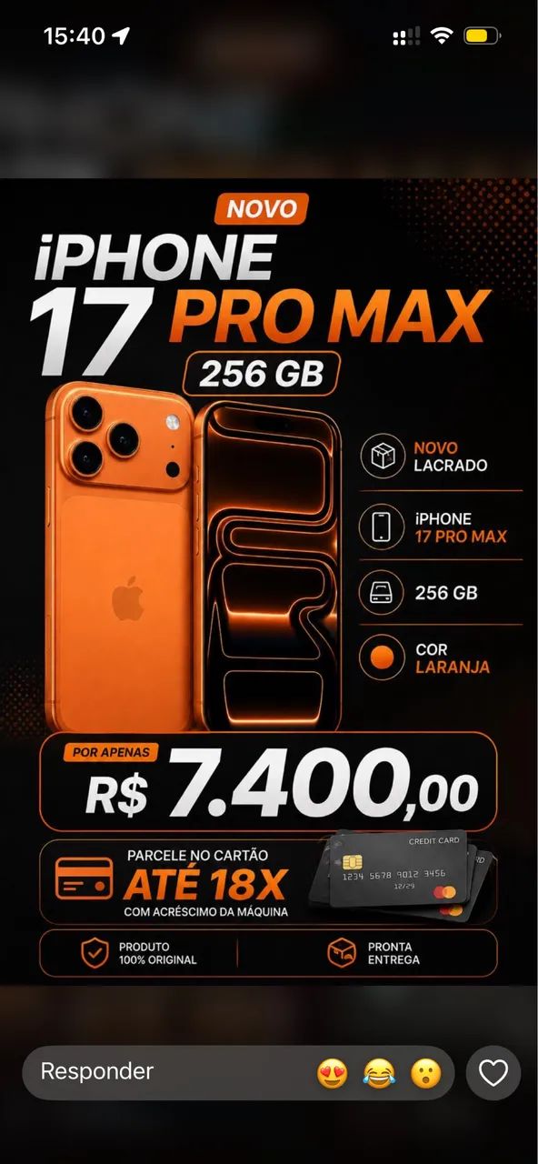 iPhone 17 pro Max lacrado 