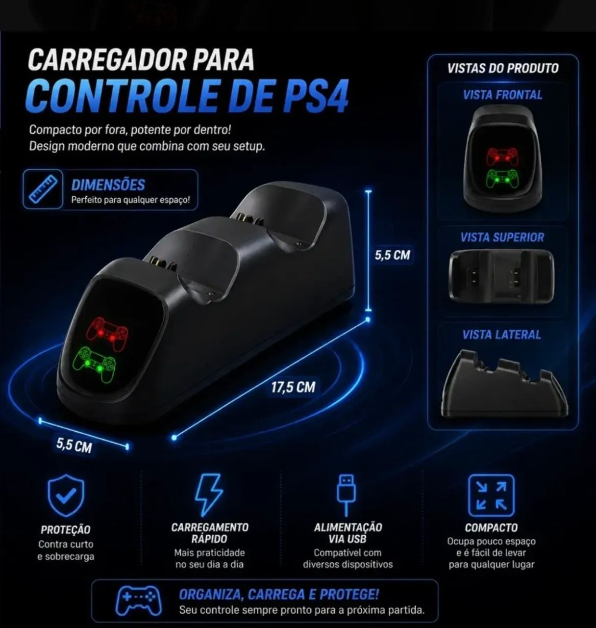 Base carregadora para controle PS4 - Foto 4