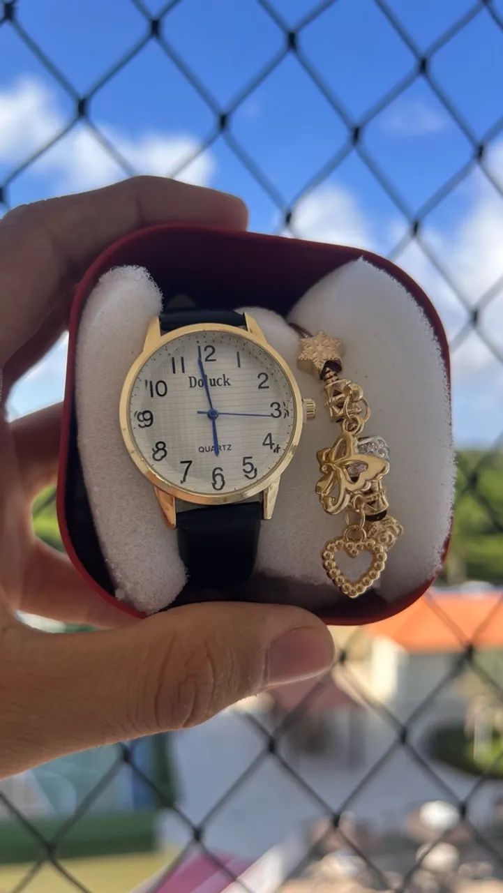 Kit relógio e pulseira 
