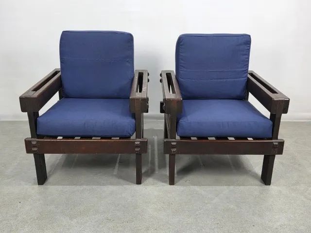 Par de Poltronas Década de 70 em madeira Imbuia maciça - Foto 4