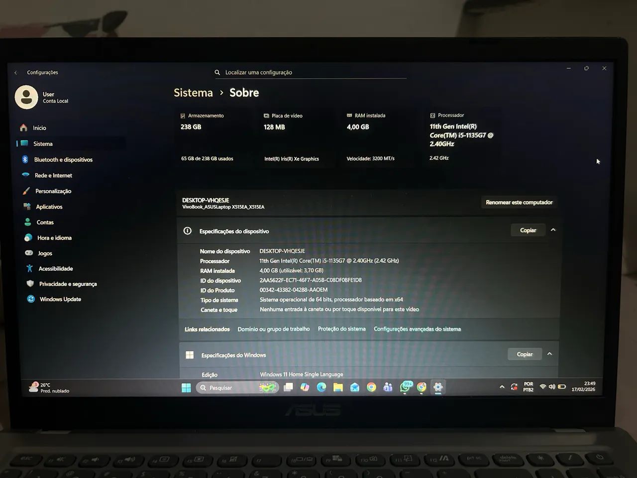 Notebook Asus Vivobook 15 Prata - Foto 3