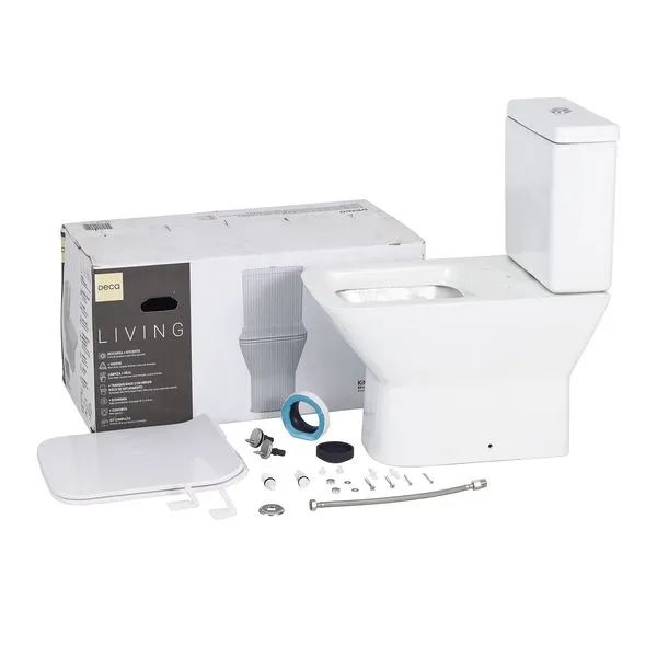 Kit Vaso Sanitário com Caixa Acoplada e Assento Branco Quadrado 3 e 6 litros Living Deca - Foto 4