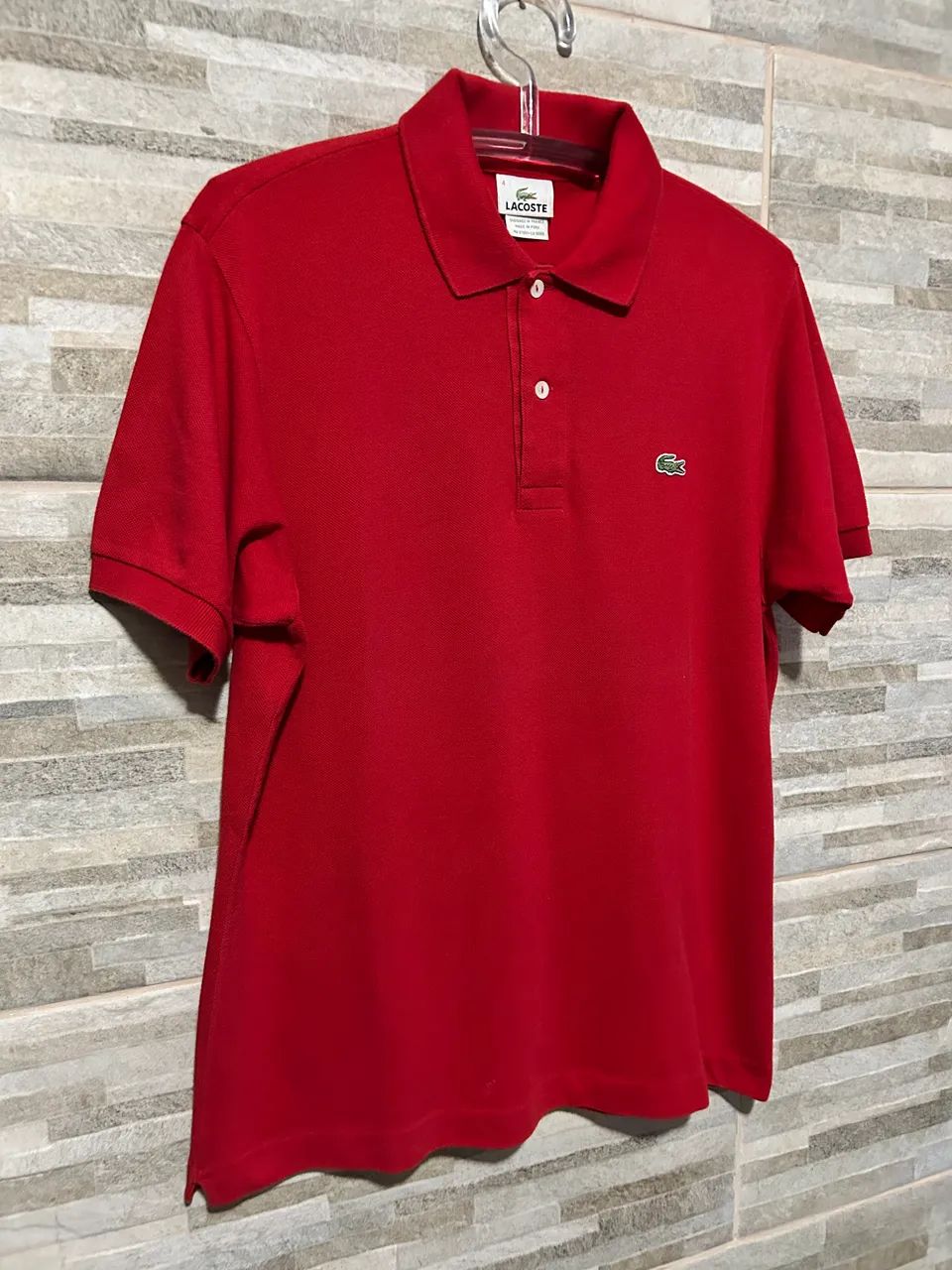 Camisa polo vermelha Lacoste 4 - Foto 3