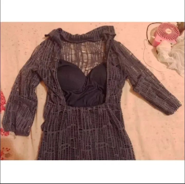 Vestido rendado malha azul M - Foto 2