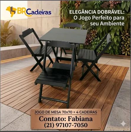 Mesa 70x70 com cadeiras de madeira 