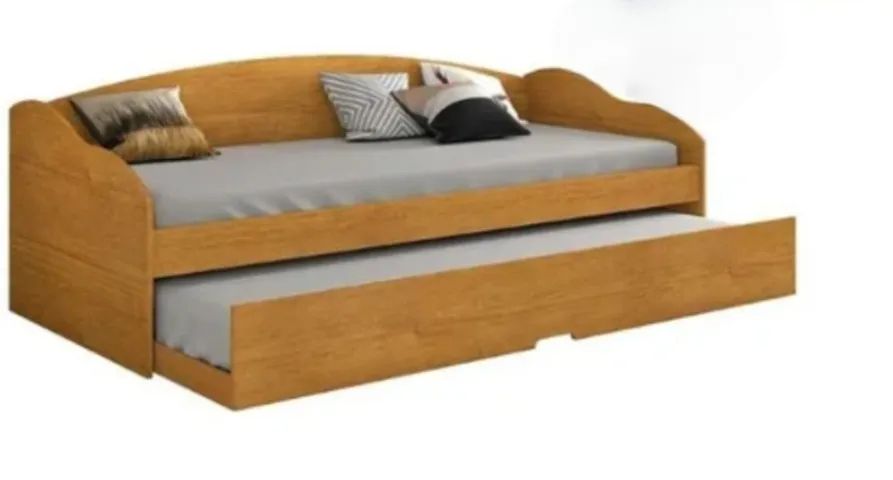 Cama solteiro com auxiliar Madeira Madeira 