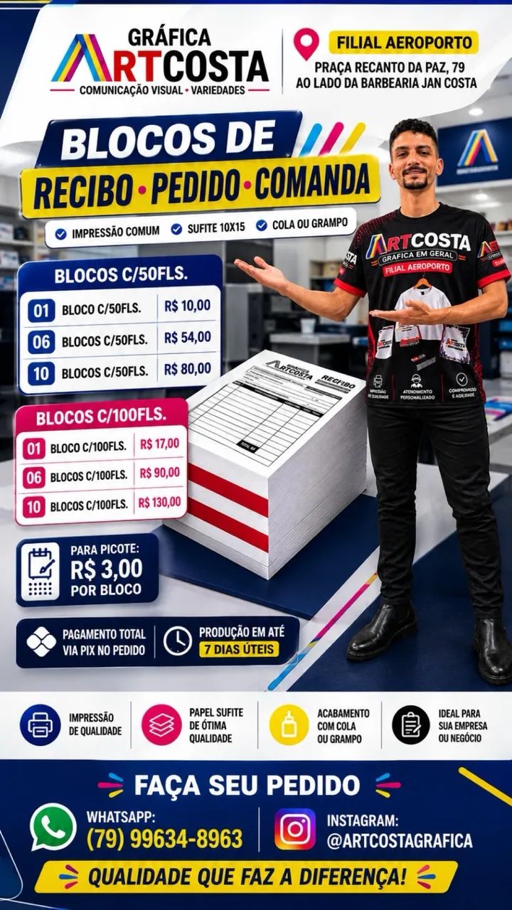 Blocos de pedidos e recibos receituários 