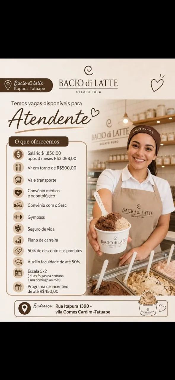 Atendente tatuape 