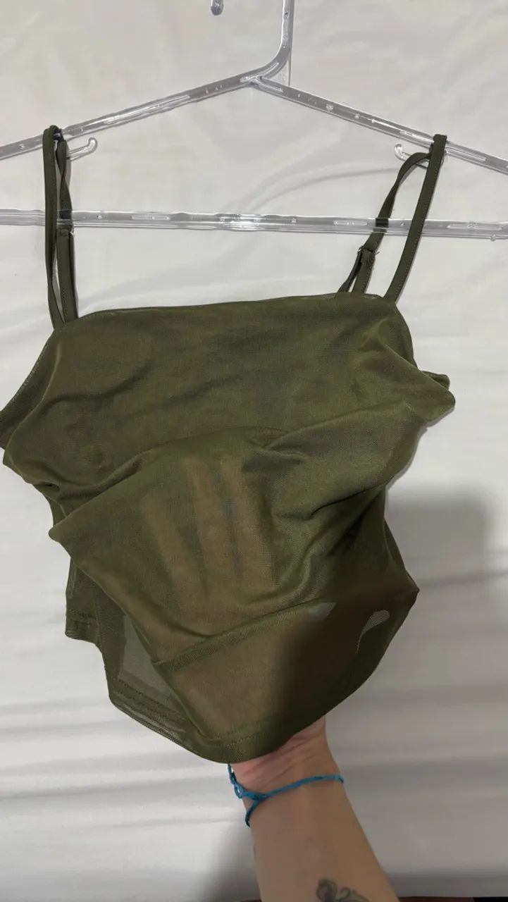 Cropped verde com tule - Foto 4