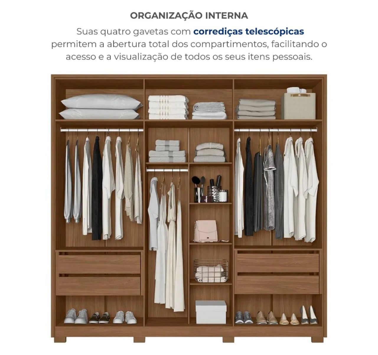 Guarda roupa100%MDF casal 6 portas com led - Foto 3