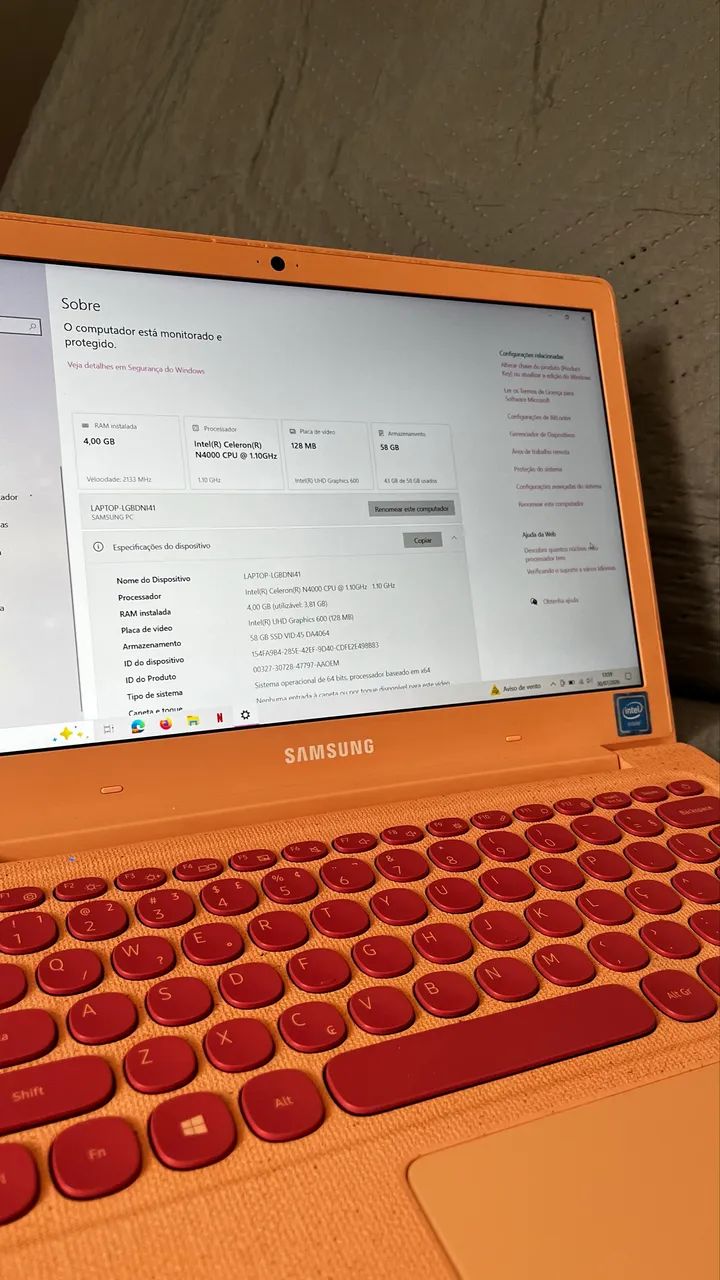 Notebook Samsung Flash F30 Rosa Intel Celeron 4gb Ssd 64gb 