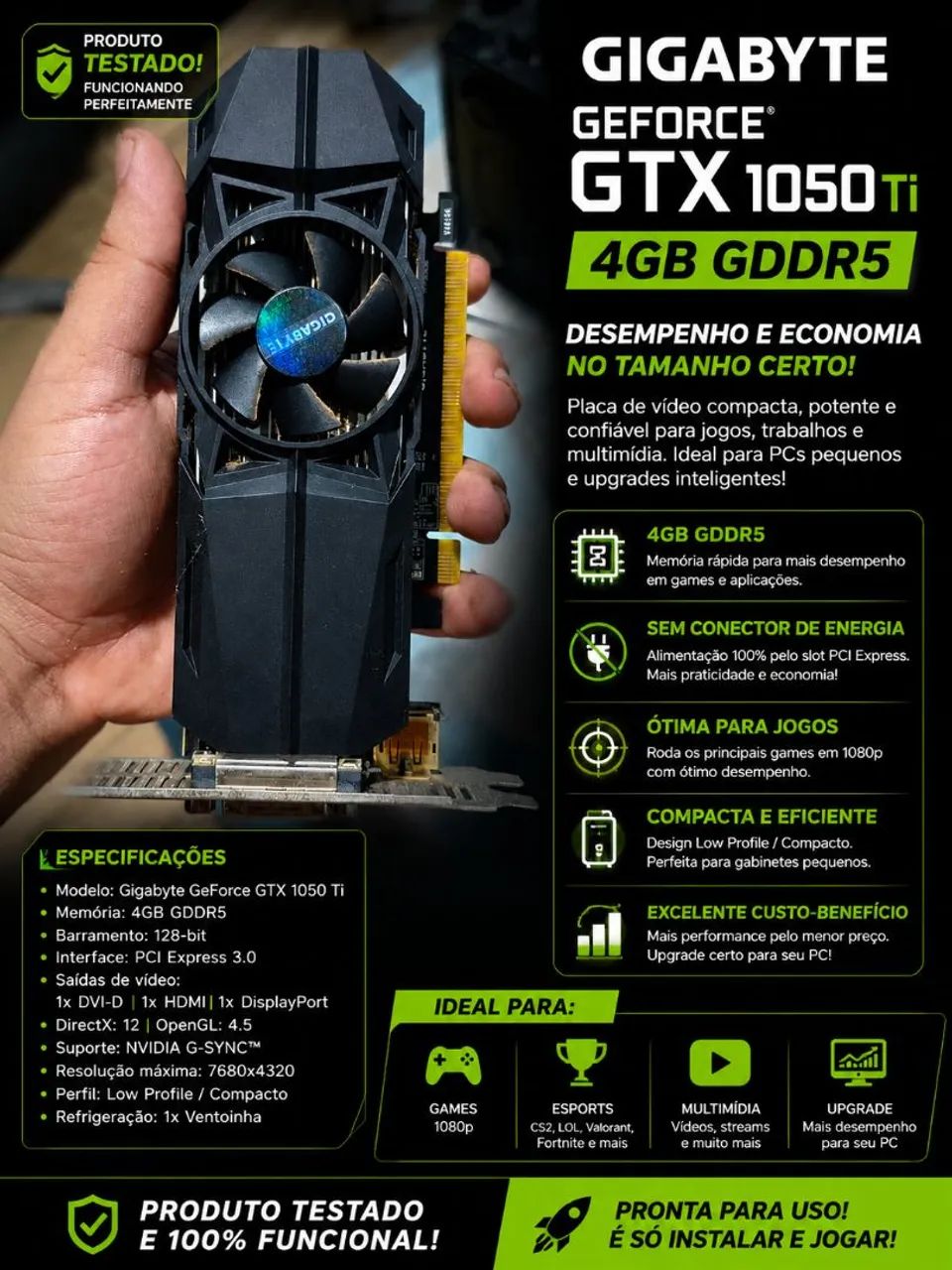 Placa de vídeo gamer 1050 TI
