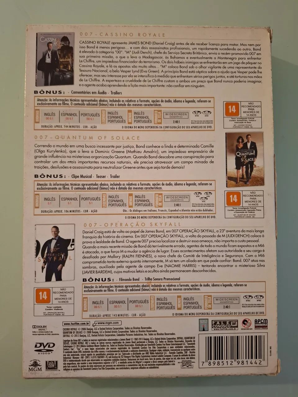 DVD Triplo - 007 James Bond, Daniel Craig - Foto 2