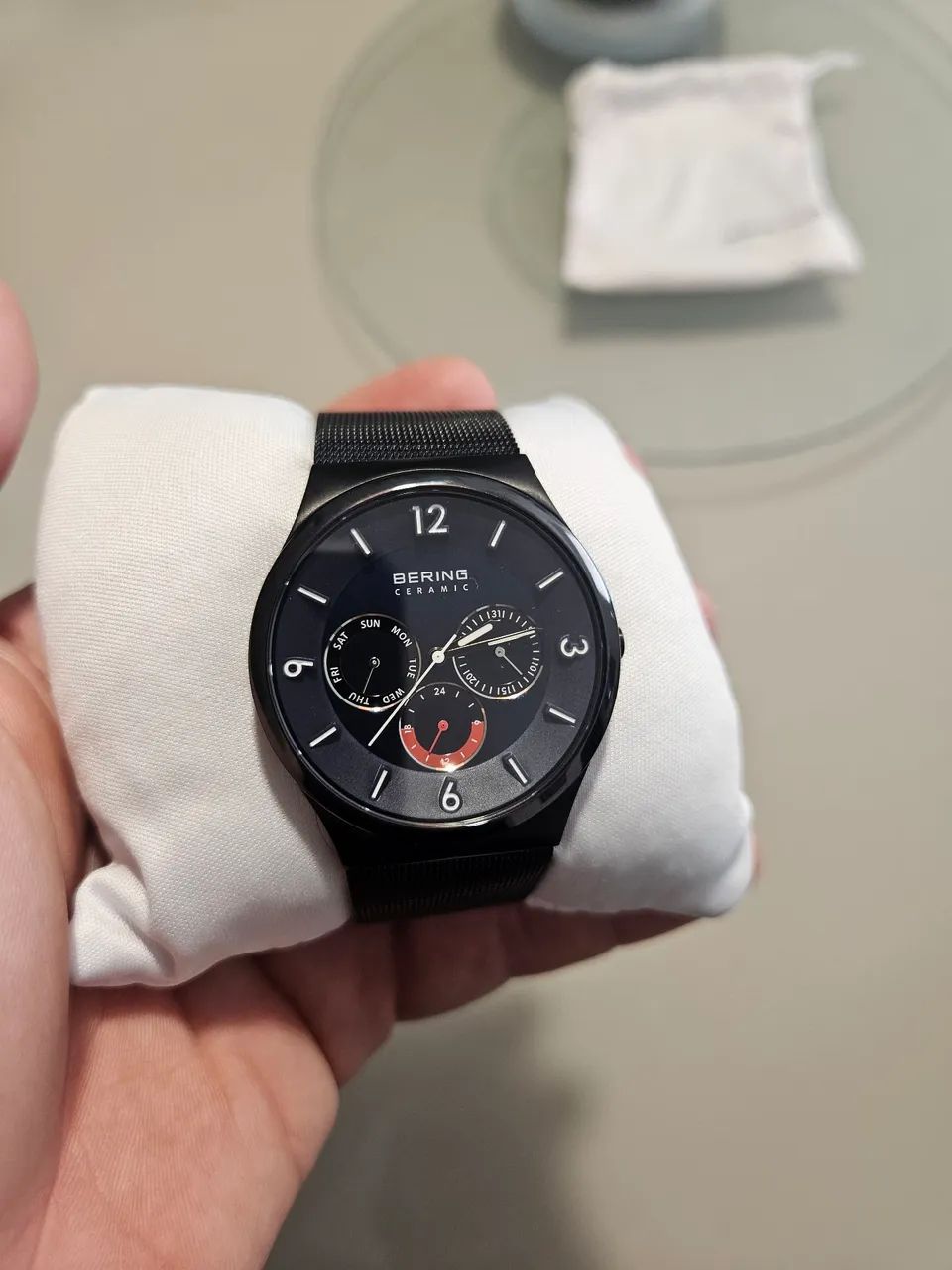 NOVO (Sem Uso) Bering Ceramic Relógio Dinamarquês Original Mostrador Azul Milanese - Foto 4