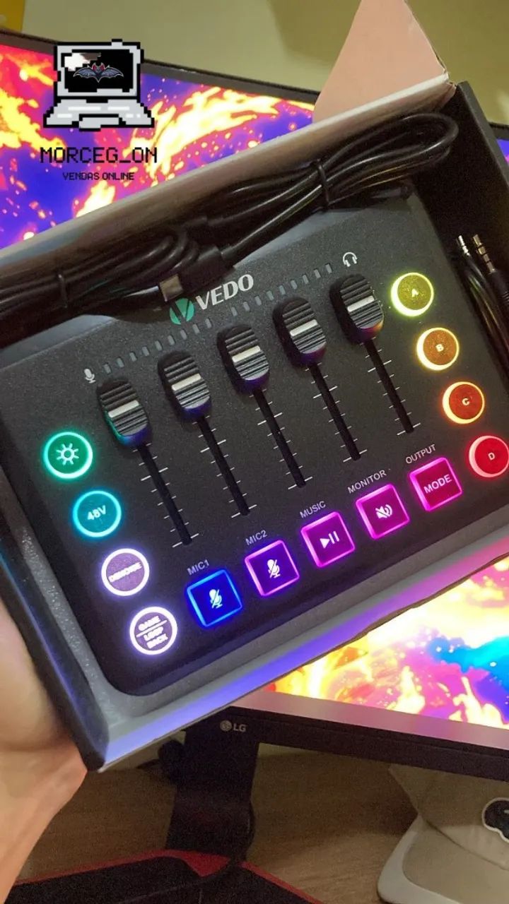 Mesa de Som para Jogos, Interface de Áudio Recarregável com RGB e Interface de Microfone.. - Foto 2