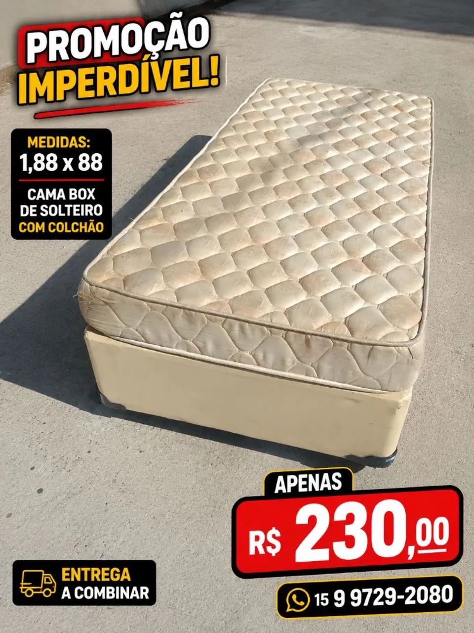 Cama Box de solteiro com colchão 
