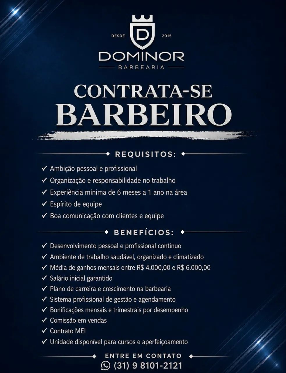 Vaga para Barbeiro Profissional 
