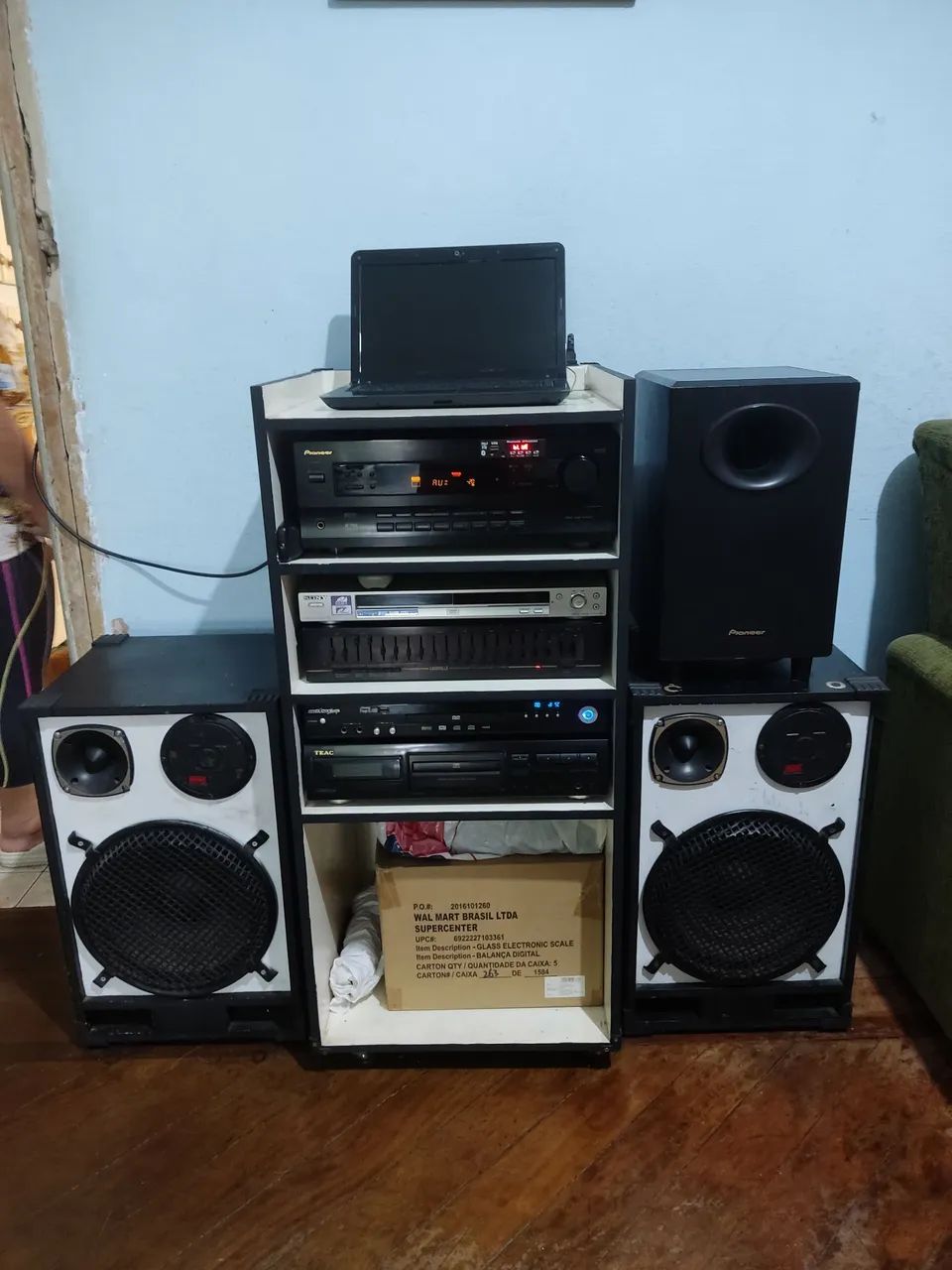 Som receiver modular com USB, bluetooth e cartão vai como está na foto sub ativo e caixas  - Foto 4