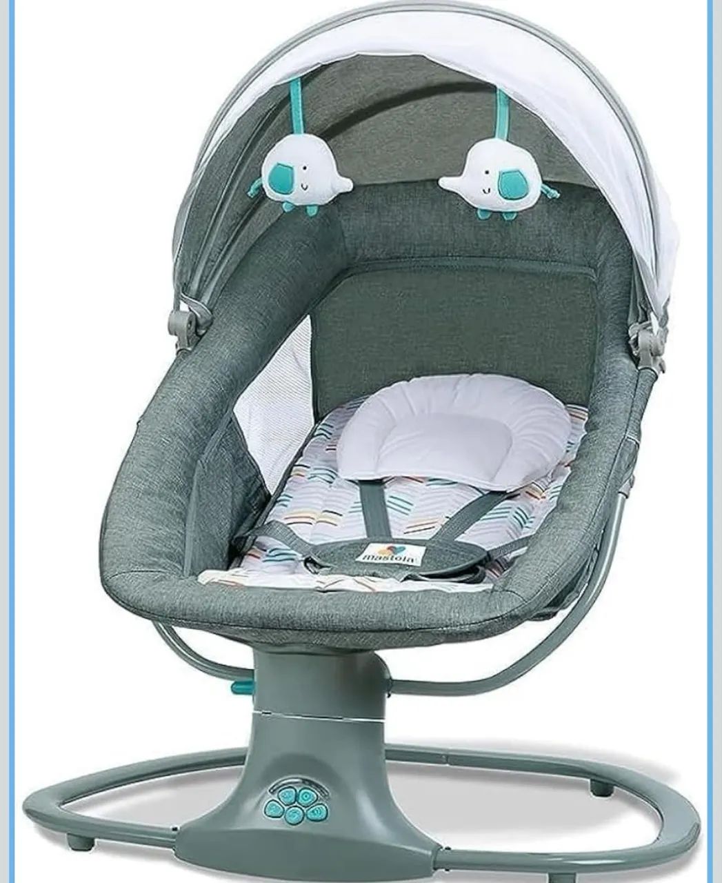 Cadeira De Balanço Para Bebê Automática Techno Mastela Com Bluetooth Cinza