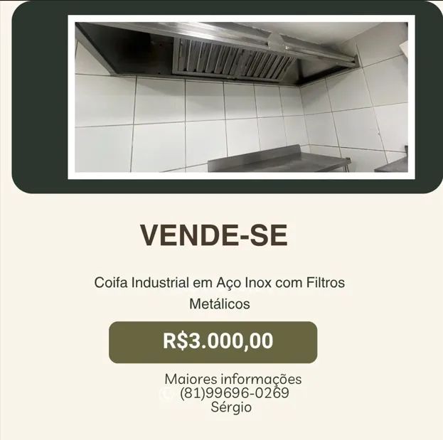 Coifa industrial 2,5m x 0,9m