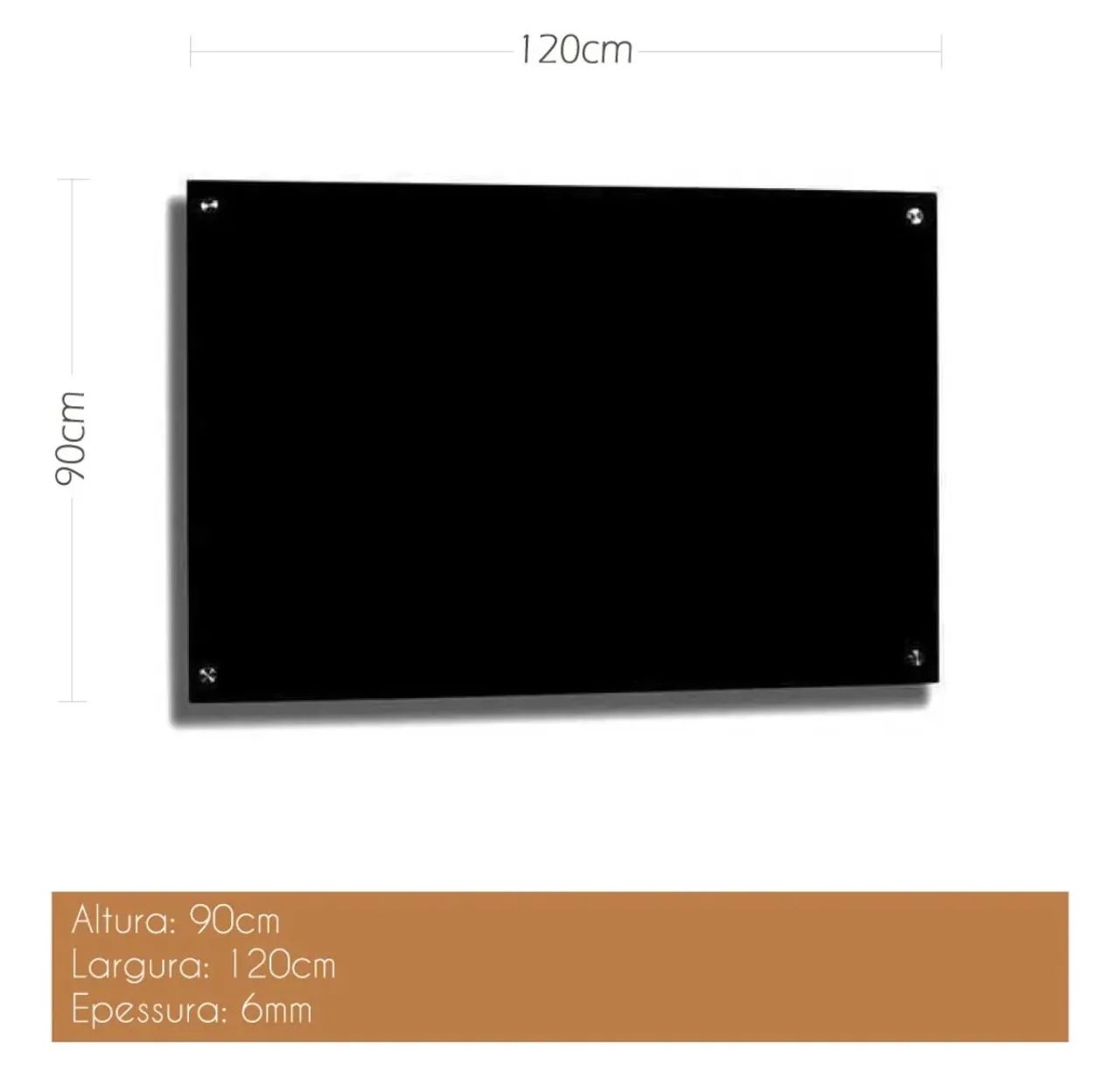  Lousa De Vidro magnética Quadro Preto Grande 120x90  - Foto 2