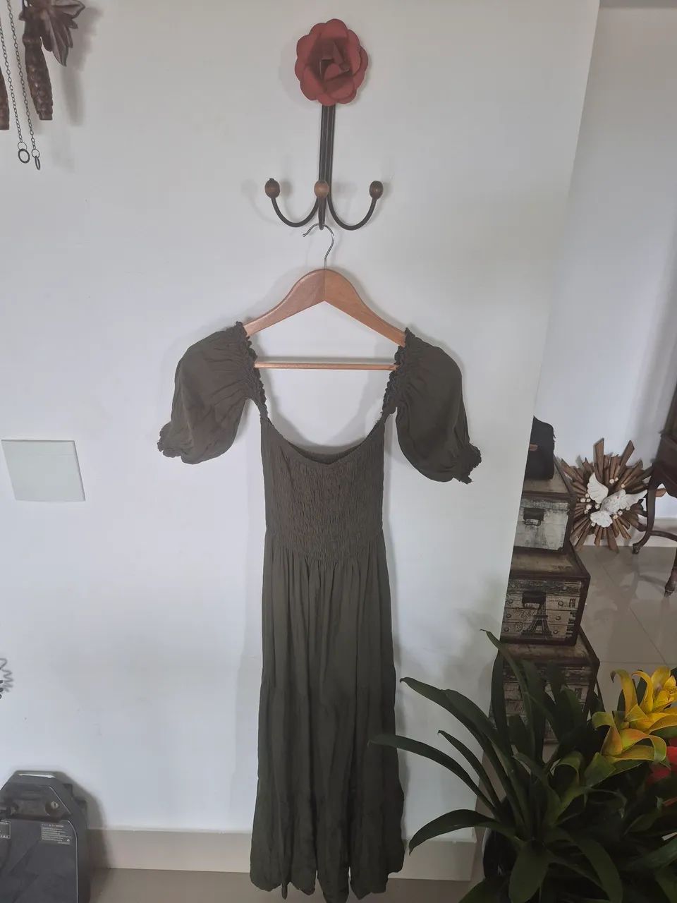 Vestido verde puro algodao em elastec - Foto 3