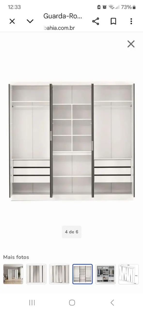 Guarda roupa com 6 portas, 2 com  espelho - Foto 2