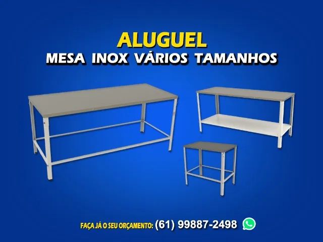 Locação de mesa inox vários tamanhos diária