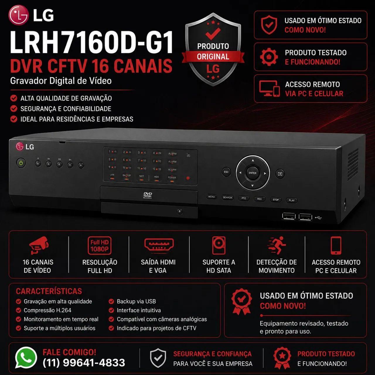 DVR LG 16 Canais + 2 TB de HD - Funcionando Perfeitamente