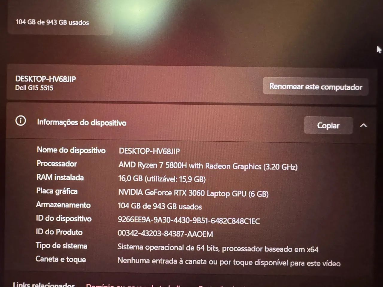 dell g15 rtx 3060 ryzen 7 6800h - Foto 4