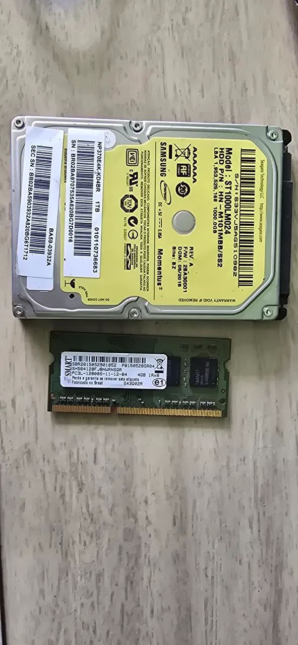 Hdd e memória notebook